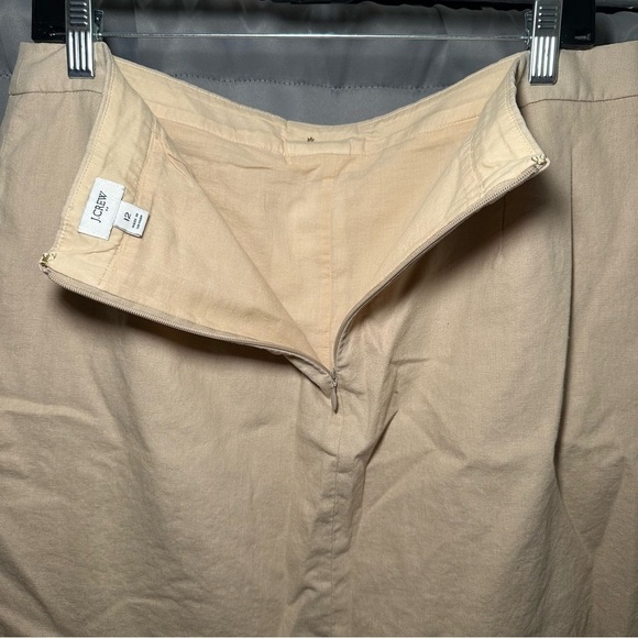 J. Crew Tan Button-Down Light Academia Flared Linen Blend Mini Skirt Size 12 - Picture 10 of 14